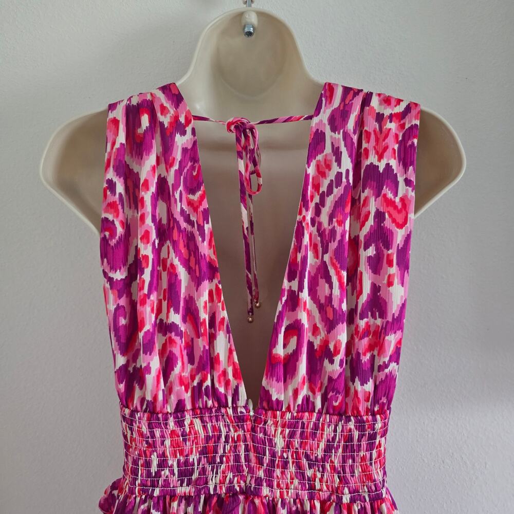 Elliatt Asymmetrical Frill Maxi Dress Gown Pink Size S Sleeveless Resort Wedding - Picture 8 of 13